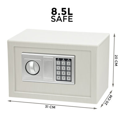 White 8.5L Digital Lock Steel Safe - Home & Office Security Storage