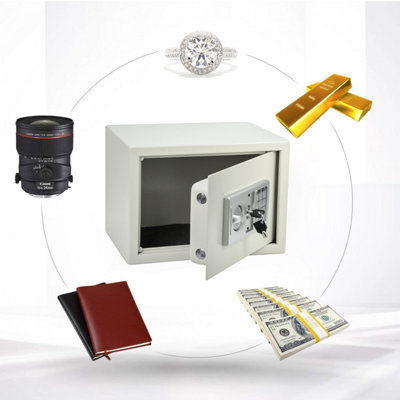 White 8.5L Digital Lock Steel Safe - Home & Office Security Storage