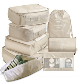 White 8 Piece Portable Travel Luggage Set