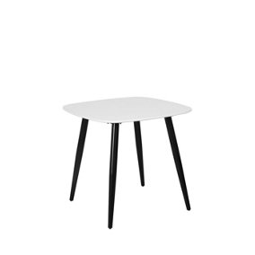 White 800mm Square Aspen dining table with black tapered legs