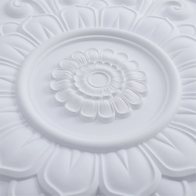 White 85cm Dia Ceiling Rose Ornate Polyurethane Ceiling Medallion - 4