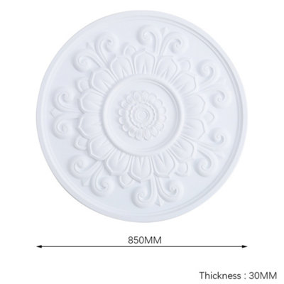 White 85cm Dia Ceiling Rose Ornate Polyurethane Ceiling Medallion - 8