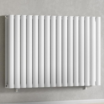 White 960 x 600 mm Modern Horizontal Column Designer Radiator Oval Double Panel Radiator Heater