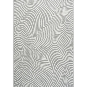 White Abstract Outdoor Rug, Abstract Stain-Resistant Rug For Patio, Garden, Deck, 5mm Modern Outdoor Rug-120cm X 170cm