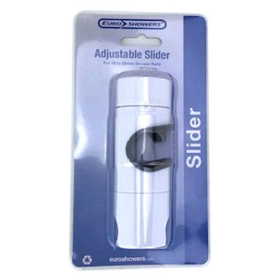 White Adjustable Shower Riser Rail Slider 19-25mm