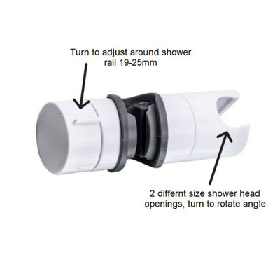 White Adjustable Shower Riser Rail Slider 19-25mm