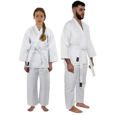 White Adult Karate Gi Suit - 180cm / 6ft - Wrap Around Full Set ...