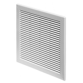 White Air Vent Grille 200mm x 200mm with Fly Screen