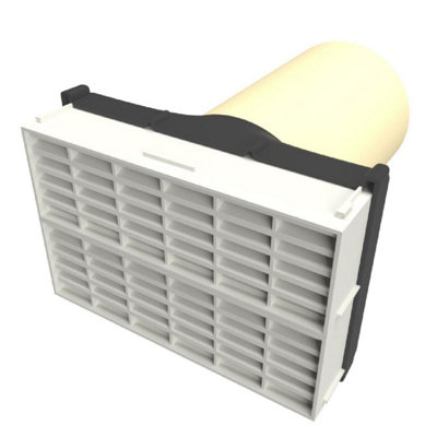 White Airbrick 9" x 6" with Extendable 5" Pipe for Cavity Wall Ventilation