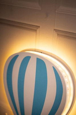 White and Blue Wooden Balloon Children's Night Light LED Wall Mounted Light - 6