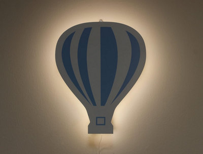 White and Blue Wooden Balloon Children's Night Light LED Wall Mounted Light - 7