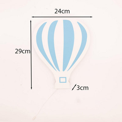 White and Blue Wooden Balloon Children's Night Light LED Wall Mounted Light - 9