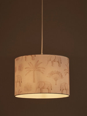 WHITE AND GREY ELEPHANT PRINT SHADE | DIY at B&Q