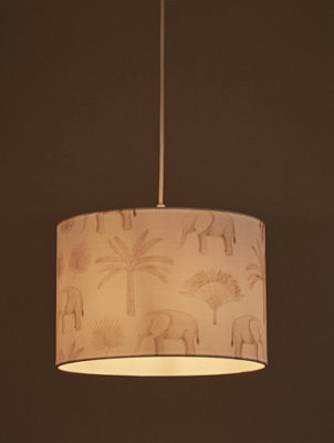 WHITE AND GREY ELEPHANT PRINT SHADE