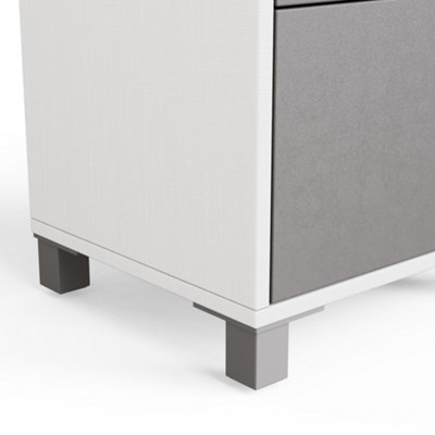 White and grey side table with wireless phone charging and Alexa or app operated LED mood lighting