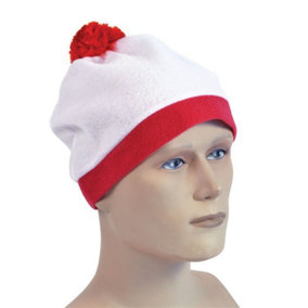White And Red Bobble Fancy Dress Hat