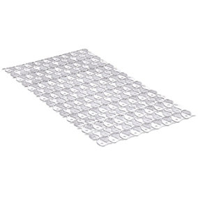 White Anti Slip Bath and Shower Mat - Lightly Padded Textured Bathroom Non-Slip Tread with Water Drainage Holes - 70 x 36cm
