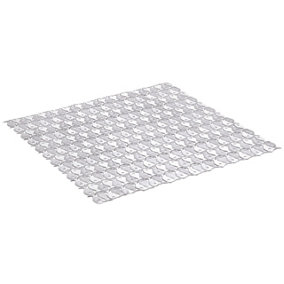 White Anti Slip Bath and Shower Mat - Lightly Padded Textured Bathroom Tread with Water Drainage Holes - Measures 54 x 54cm