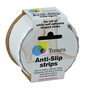 White Anti Slip Bath and Shower Strips - 3m Roll - Waterproof Bathroom Aid