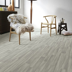 White Anti-Slip Wood Effect Vinyl Flooring For DiningRoom LivingRoom Conservatory And Kitchen Use-1m X 2m (2m²)