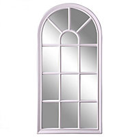 White Arched Window Style Wall Mirror 71x35cm