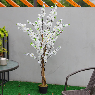White Artificial Plant Potted Peach Flower Tree House Plant Indoor Plant 150 cm