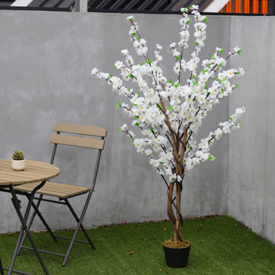 White Artificial Plant Potted Peach Flower Tree House Plant Indoor Plant 150 cm