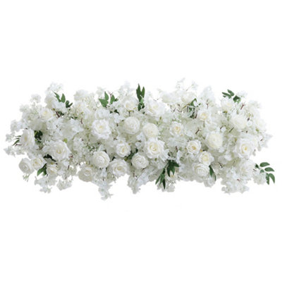 White Artificial Rose Flowers Wedding Centerpieces  100cm(L)