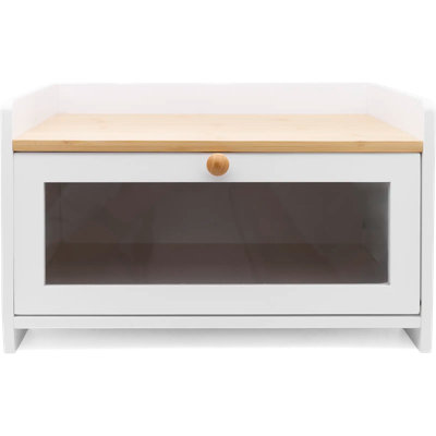 White Bamboo Single-Layer Bread Bin with Top Shelf
