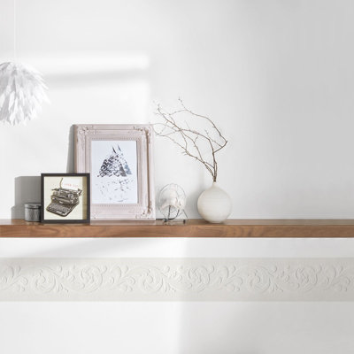 White Baroque Floral Effect Wallpaper Border, Washable Adhesive on Wallpaper Border, Suitable for Bedroom, Living Room and Office
