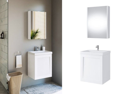 White Bathroom Cabinets Set of Vanity Unit with Sink Wall Basin 500mm Mirror Storage Cabinet Lacquered Avir Price Comparisons | Compare The Build