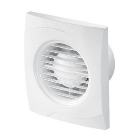 White Bathroom Extractor Fan 100mm with Pull Cord Switch