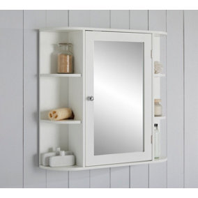White Bathroom Mirrored Storage Cabinet