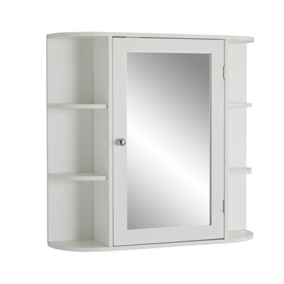 White Bathroom Mirrored Storage Cabinet