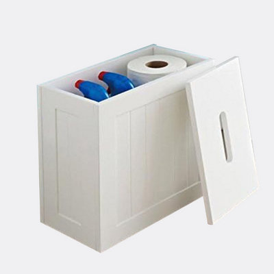 White Bathroom Storage Unit Toilet Cleaning Tidy Box