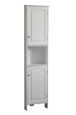 White bathroom corner on sale shelf unit