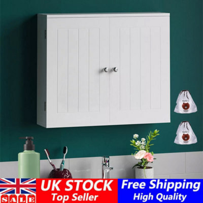 Bathroom Wall Cabinet Storage Shelf Mirror Double Door Cupboard Shelves Vanity
