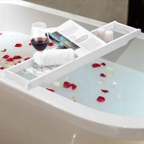 White Bathtub Bath Tray Placed Book Wine Holder 70cm