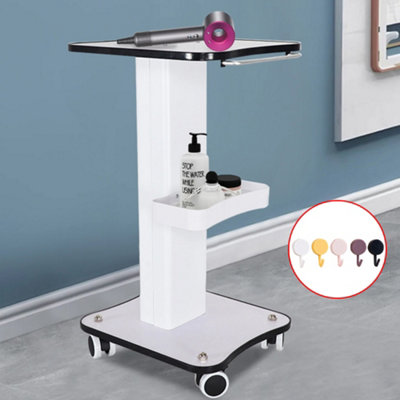 Kosmetikwagen Beauty Salon Trolley – Mit Aufbewahrungskorb & Bremsrädern, Tragbar, Weiß