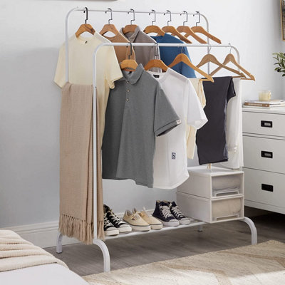 White clothes rail with shoe rack sale