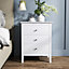 White Bedside Table 3 Drawer Chest Wooden Bedroom Nightstand Storage Cabinet