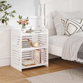 White Bedside Table, Adjustable Layer Height Table, Small End Table, Sofa Side Table, for Living Room or Bedroom