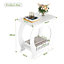 White Bedside Table, Small End Table with Storage Shelf Basket