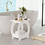White Bedside Table, Small End Table with Storage Shelf Basket