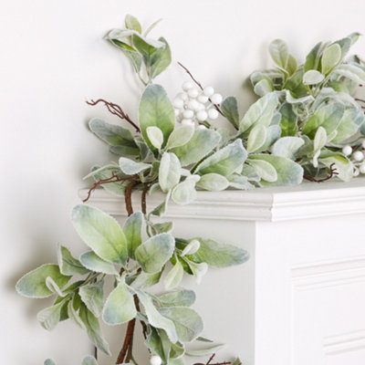 White Berry Lamb Ear Xmas Table Decoration Christmas Garland - 130cm - 3