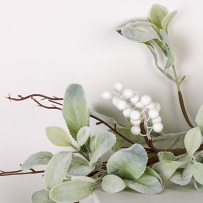 White Berry Lamb Ear Xmas Table Decoration Christmas Garland - 130cm - 4