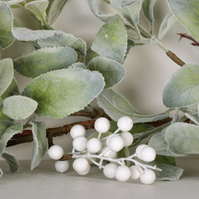 White Berry Lamb Ear Xmas Table Decoration Christmas Garland - 130cm - 5