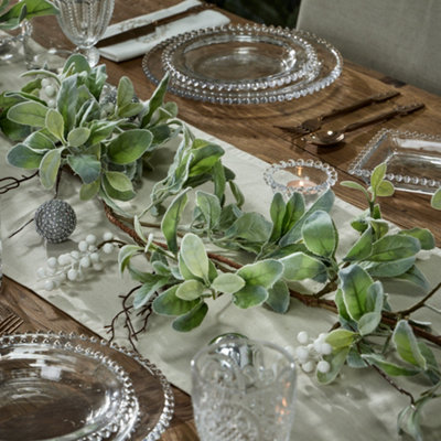 White Berry Lamb Ear Xmas Table Decoration Christmas Table Centrepiece 1.3m Price Comparisons | Compare The Build