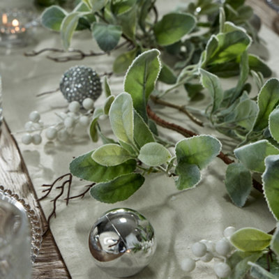 White Berry Lamb Ear Xmas Table Decoration Christmas Table Centrepiece -130cm - 3