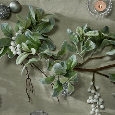 White Berry Lamb Ear Xmas Table Decoration Christmas Table Centrepiece -130cm - 4